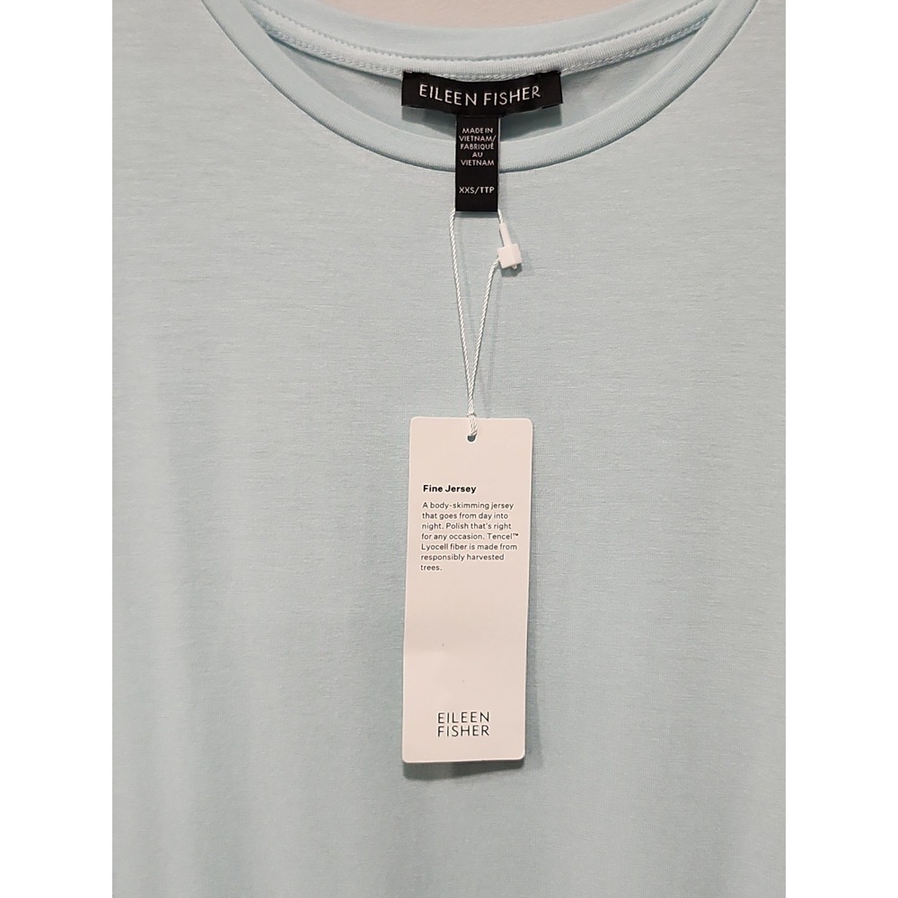 Eileen Fisher NWT Jersey Tank Womens XXS Lt. Blue Sleeveless Top Stretch NEW - Picture 3 of 8
